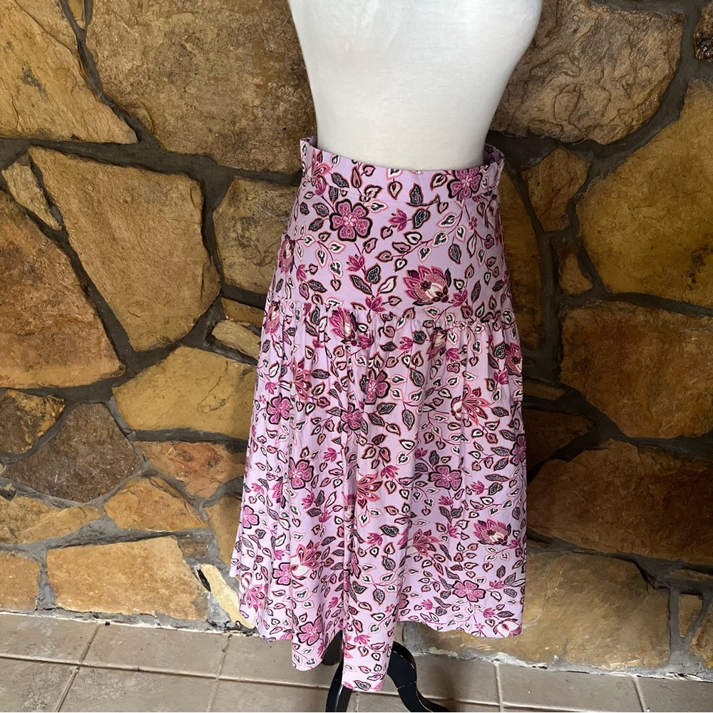 Ann Taylor Lavender, Pink and White A-line Midi Skirt
